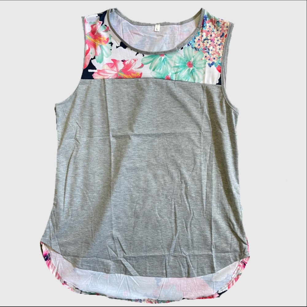 Gray and Floral tank top